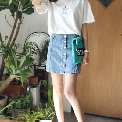 女装夏装新款显瘦A字裙裤短裤牛仔裤