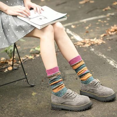 韩国日系袜子女袜堆堆袜纯棉少女学生中筒袜